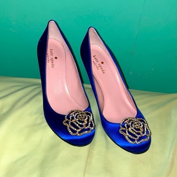 kate spade Shoes - kate spade kari cobalt blue satin pumps crystal wedding shoes